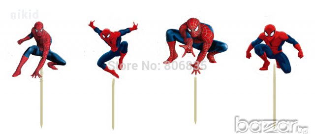 24 бр спайдърмен топери украса декорация за мъфини кексчета торта и парти рожден ден , снимка 5 - Други - 16859874