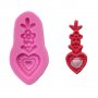 Сърце и цветче висящи тип обица силиконов молд форма за украса декорация фондан торта мъфин, снимка 1 - Форми - 20637043