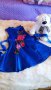 детска синя рокля с красива бродерия цвете и широка долна част, снимка 4