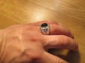 Старинен красив мъжки сребърен пръстен с голям камък  Черен Оникс и красива ръчна изработка, снимка 2
