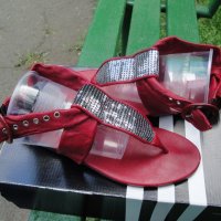 Червени кожени дамски сандали "Ingiliz" / "Ингилиз" (Пещера), естествена кожа, летни обувки, чехли, снимка 8 - Сандали - 7608732