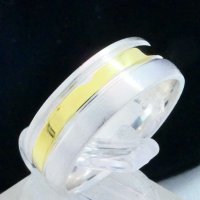 Сребърен пръстен/халка двуцветен 925 позлатен, снимка 1 - Пръстени - 23584967