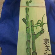 копозиция Бамбук масло върху платно подписано 46х15, снимка 4 - Картини - 14162765