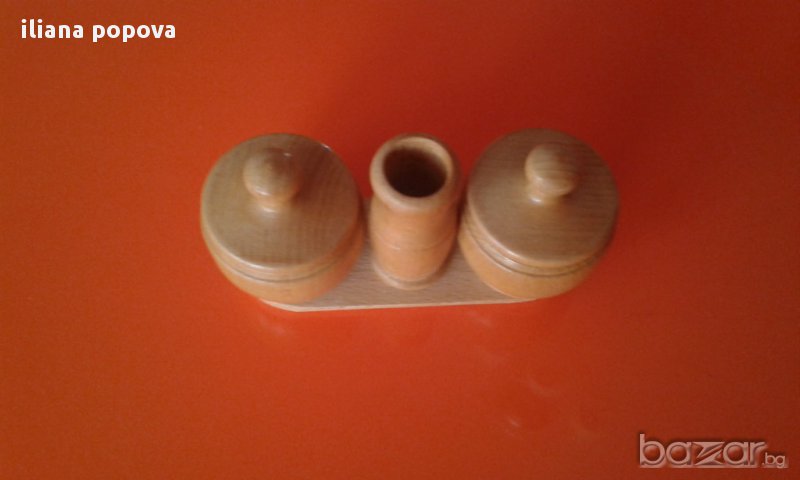 дървена солничка, снимка 1