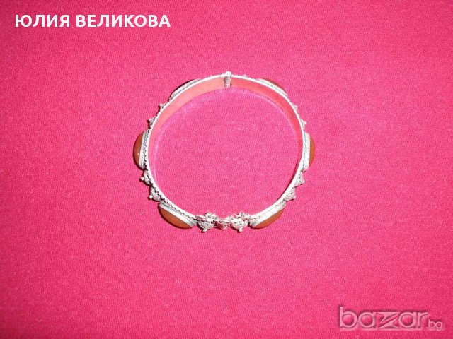 Старинна сребърна гривна с оникс и сардоникс, снимка 3 - Гривни - 12976348