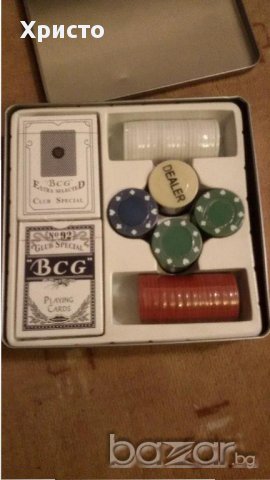 карти за игра комплект и жетони ПОКЕР СЕТ в метална кутияект, снимка 2 - Карти за игра - 13204329