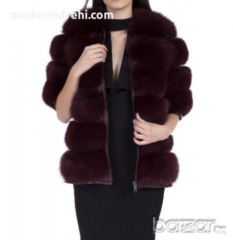 Дамско палто от лисица бордо, снимка 2 - Палта, манта - 20450317
