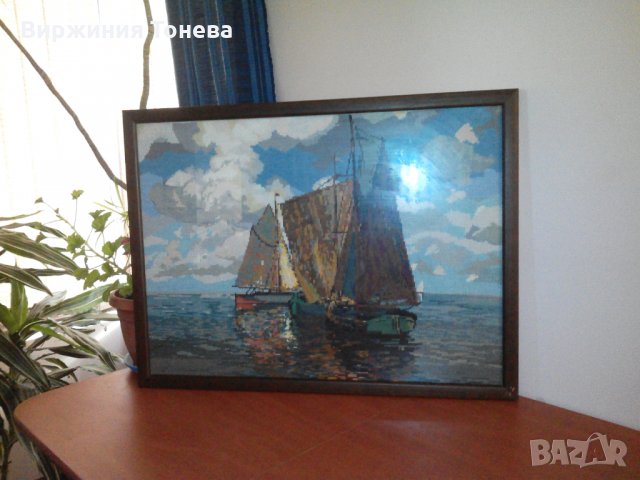 Вилеров гоблен "НА ПРИСТАН", снимка 5 - Гоблени - 24206601