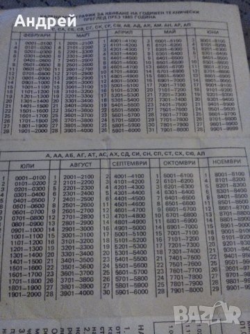 Старо календарче КАТ 1985 с График за ГТП, снимка 4 - Антикварни и старинни предмети - 23245162
