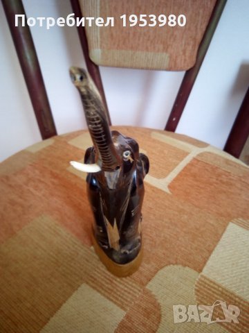Статуетка на слон изработена от биволски рог, снимка 3 - Антикварни и старинни предмети - 22044363