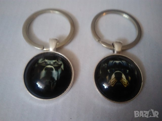Стъклен 3D ключодържател с Булдог, снимка 6 - Колиета, медальони, синджири - 22680195
