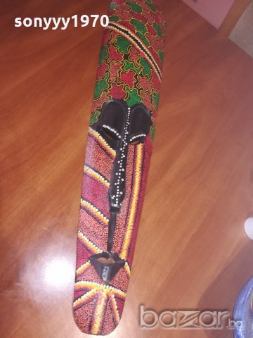 дървена маска-голяма и цветна-внос швеицария 80х17х7см, снимка 4 - Колекции - 21013914