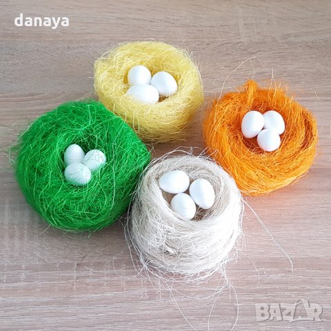 Великденско гнездо с яйца тревичка за декорация украса за панер, снимка 6 - Декорация за дома - 24660222