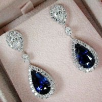 Нови дамски елегантни обeци "Blue Sapphire", снимка 2 - Обеци - 23845612