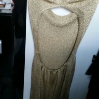 Златна плетена рокля , снимка 3 - Рокли - 25516081
