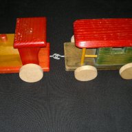 дървен влак с вагон, снимка 1 - Рисуване и оцветяване - 12958546