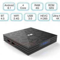 T9 4 GB RAM 32 GB ROM Android 8.1 TV Box CPU:RK3328 Wi-Fi BT4.0 AV SPDIF H.265 3D 4K V9 Медиа Плеър, снимка 1 - Плейъри, домашно кино, прожектори - 24651765