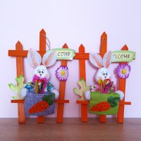 Великденска украса за стена Табелка за врата великденски заек с торба, снимка 5 - Декорация за дома - 24519403
