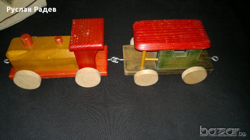 дървен влак с вагон, снимка 1