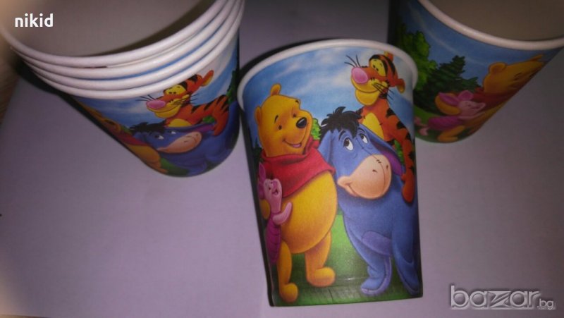 Мечо Пух тигър и приятели 10 бр картонени чаши парти рожден ден, снимка 1