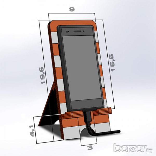 Хендмейд дървена поставка за телефон., снимка 1
