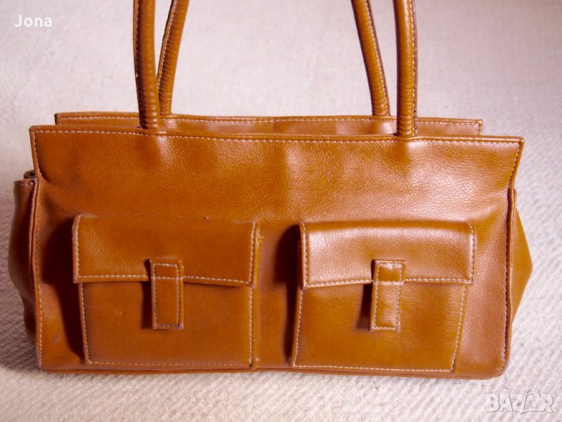 Кафява дамска чанта с големи джобове , снимка 1