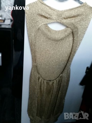 Златна плетена рокля , снимка 3 - Рокли - 25516081