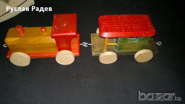 дървен влак с вагон, снимка 1 - Рисуване и оцветяване - 12958546