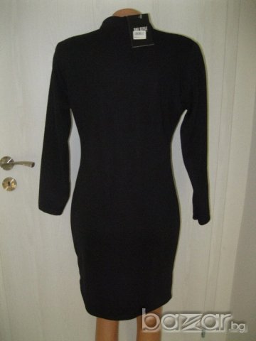 Нова черна плътна рокля с дълъг ръкав, снимка 5 - Рокли - 19219861