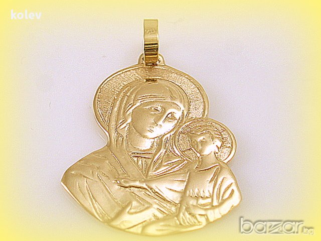златен медальон Богородица с Младенеца 2.22 грама/14 карата, снимка 6 - Колиета, медальони, синджири - 11141950