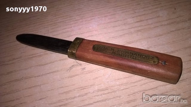 Ретро нож за колекция-11см-дърво/месинг-внос швеицария, снимка 5 - Антикварни и старинни предмети - 17374389