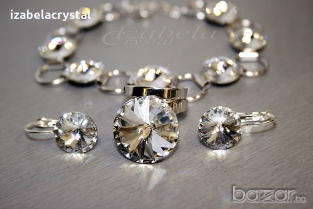 Сваровски Гривна,Обеци, Колие "rivoli" Crystals from SWAROVSKI ®, снимка 5 - Гривни - 10047311