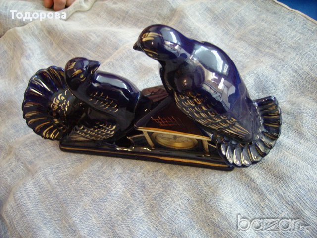 Стар голям порцеланов каминен часовник, снимка 7 - Антикварни и старинни предмети - 15647420