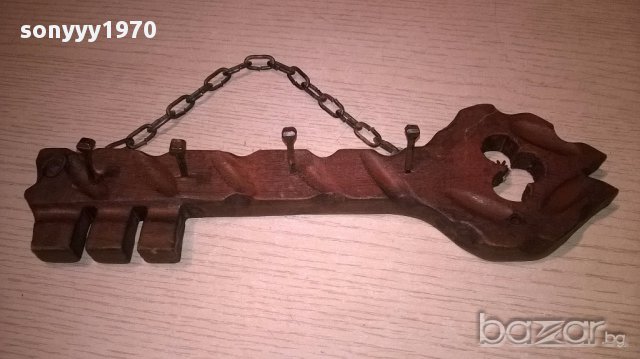Поставка за ключове-дърво/метал-28х8см-внос швеицария, снимка 4 - Антикварни и старинни предмети - 16788869