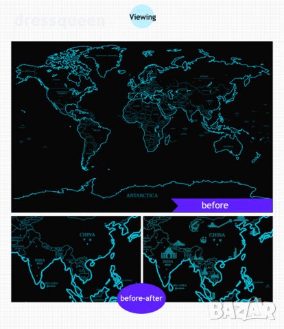 1503 Светеща световна карта за изтриване Travel Life, снимка 7 - Други стоки за дома - 25010945