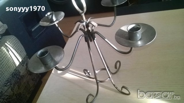 Голям метален свещник-36/36см-внос швеицария, снимка 4 - Антикварни и старинни предмети - 13487854