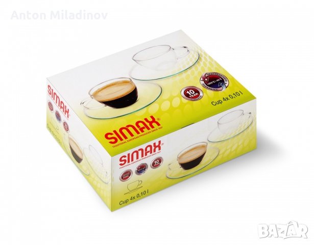 Комплект - 4 чаши за кафе със стъклени подложки SIMAX, снимка 2 - Чаши - 22076853