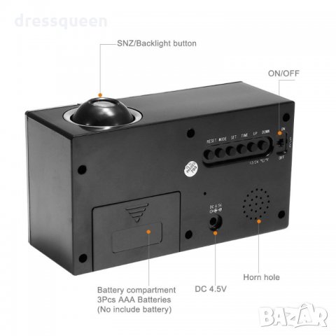 3605 часовник с проекция и активиране чрез пляскане на ръце, снимка 6 - Други стоки за дома - 23528061