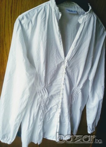 Бяла памучна риза с басти отпред,XL, снимка 2 - Ризи - 19200772