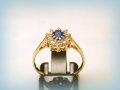 златен пръстен корона със син шпинел 2.31 грама/размер №52, снимка 4