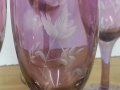 Ретро чаши за вино гравирани цветно стъкло, снимка 15