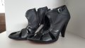 Черни дамски сандали естествена кожа с ток Мартини