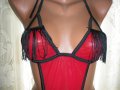 Еротично червено бельо с жартиери, снимка 2