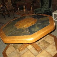 Осмоъгълна маса с каменен плон  - внос от Европа, снимка 4 - Маси - 21122275