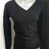 Дамска блуза с дълъг ръкав черна остро деколте, снимка 1 - Блузи с дълъг ръкав и пуловери - 17280035