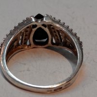 Стар сребърен руски СССР пръстен с оникс цирконий и злато, снимка 14 - Пръстени - 22794732