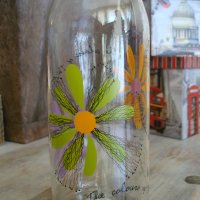 стъклена бутилка 1 литър декорация Цветя, снимка 1 - Други - 21130181