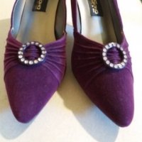 Дам.обувки-/изк.велур/-№38-цвят-тъм.лилави. Закупени от Италия., снимка 6 - Дамски обувки на ток - 22385893