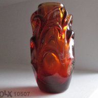 Тежка красива ваза, цвят на тъмен кехлибар, снимка 3 - Вази - 10670305