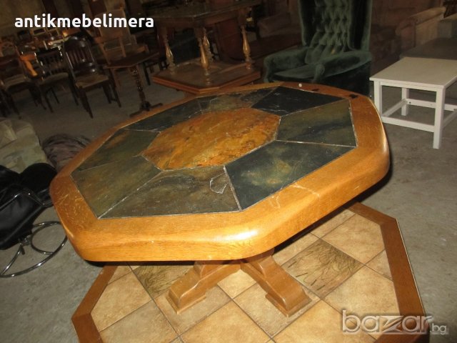Осмоъгълна маса с каменен плон  - внос от Европа, снимка 4 - Маси - 21122275
